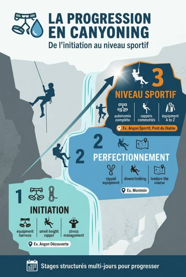 La grille de progression, du niveau initiation au niveau sportif