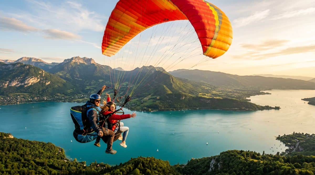 Le parapente au-dessus du lac d'Annecy